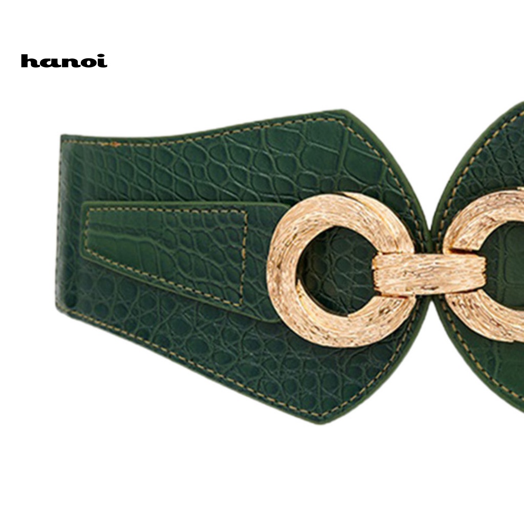 Thắt Lưng Giả Da Bản Rộng Co Giãn Chống Trượt Màu Tương Phản Thời Trang Cho Nữ