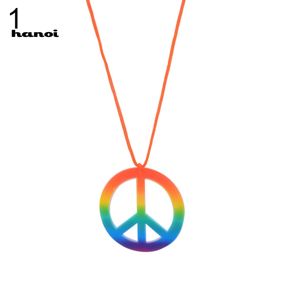 Bộ Vòng cổ + Bông Tai Hình Biểu Tượng Hòa Bình Nhiều Màu Sắc Cho