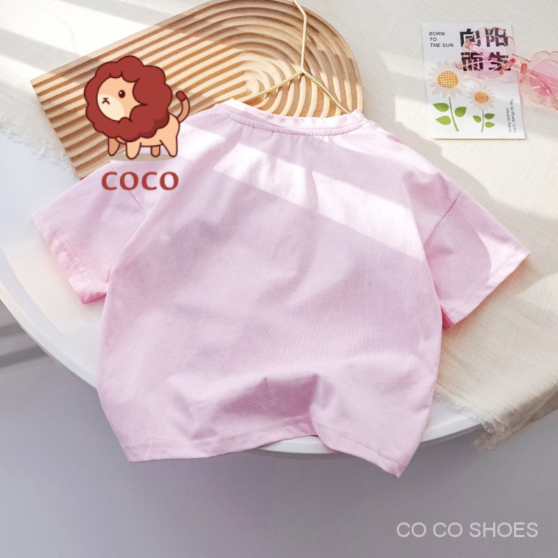 Áo Thun Tay Ngắn In Hình Gấu Và Hoa Dễ Thương Thời Trang Mùa Hè Cho Bé Gái