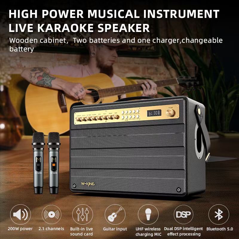 Loa Bluetooth karaoke Vimu/W-King K6L công suất 120w 2 míc đi kèm/W-king k6S/K6 Plus