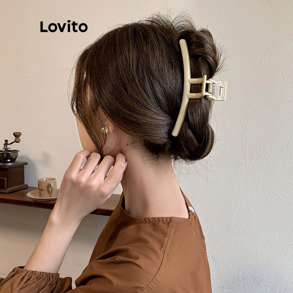 Kẹp tóc Lovito màu trơn đơn giản thường ngày cho nữ LNA14130