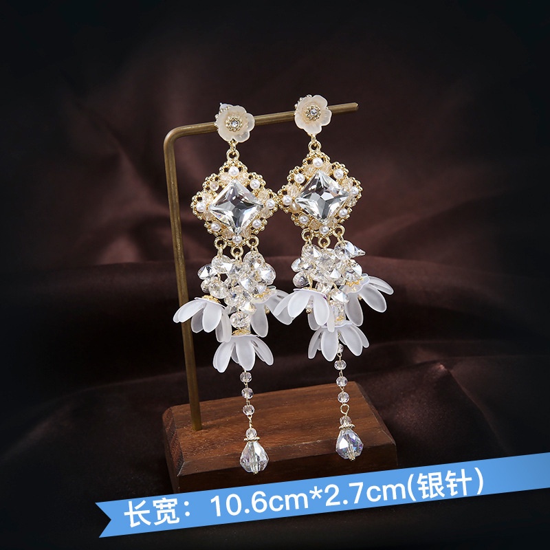 1 Đôi Bông Tai Dáng Dài Hình Hoa Tuyết / Ngôi Sao Thời Trang Âu Mỹ