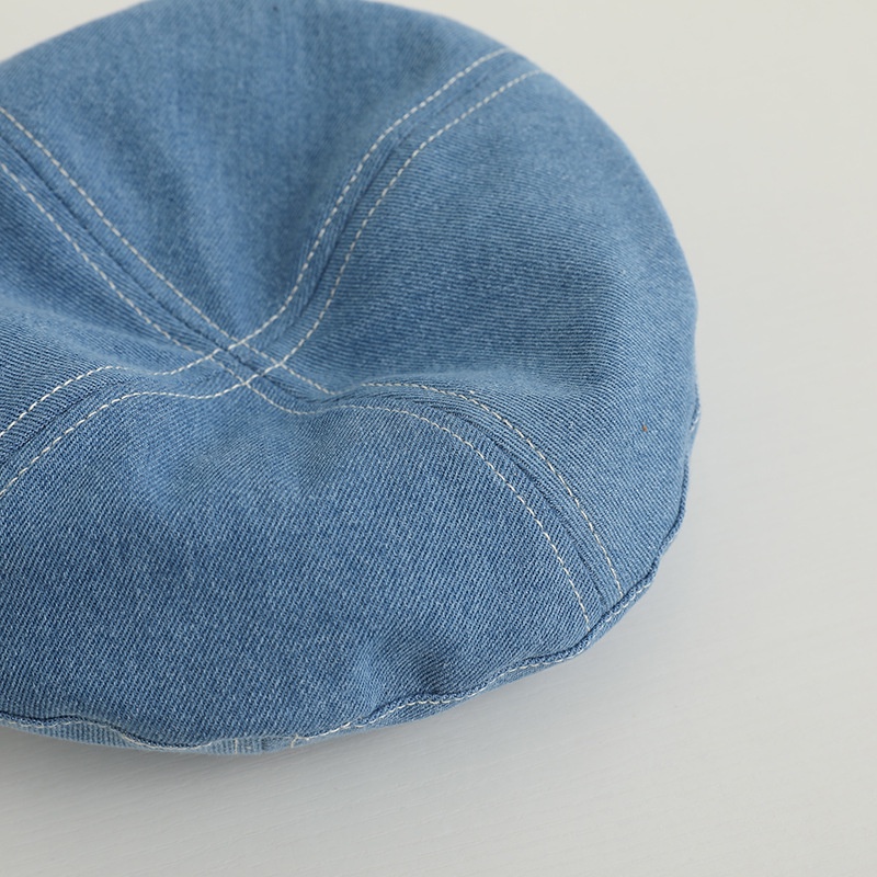 Mũ Beret Denim Thêu Chữ M Phong Cách Hip Hop Thời Trang Cho Bé