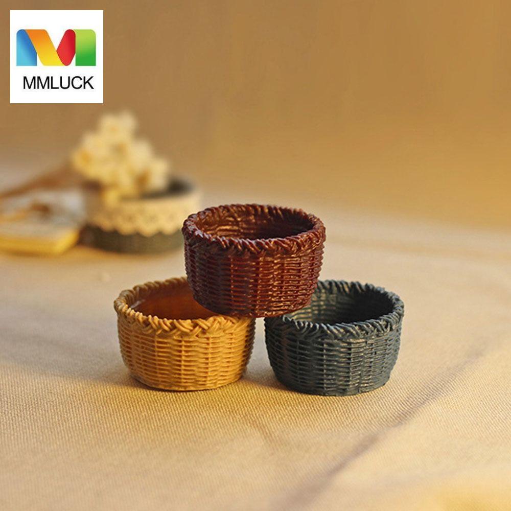 Giỏ Đan Mây Thủ Công Mini Bằng Nhựa Resin Sáng Tạo Trang Trí Nhà Búp Bê