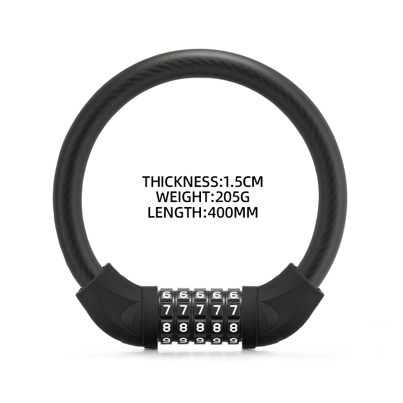 Dây cáp khóa xe đạp ROCKBROS mật khẩu 5 số bằng thép PVC chống mất cho xe đạp MTB 1.72cm/ 87 cm