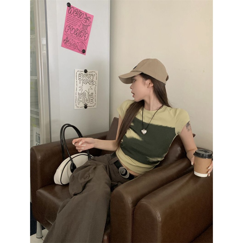 JINSHIHUI  áo croptop Áo Thun nữ baby tee Thiết kế ít eo slim hottie 2023 NEW Cái mới Đẹp ins fashion A99J2Z8 36Z230909