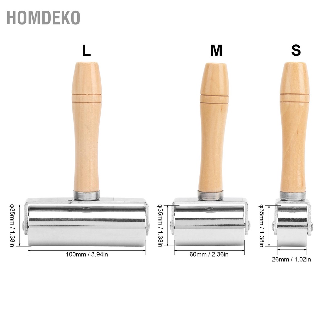 Con lăn kim loại tay cầm gỗ độ dài 25, 60, 100mm Homdeko J.