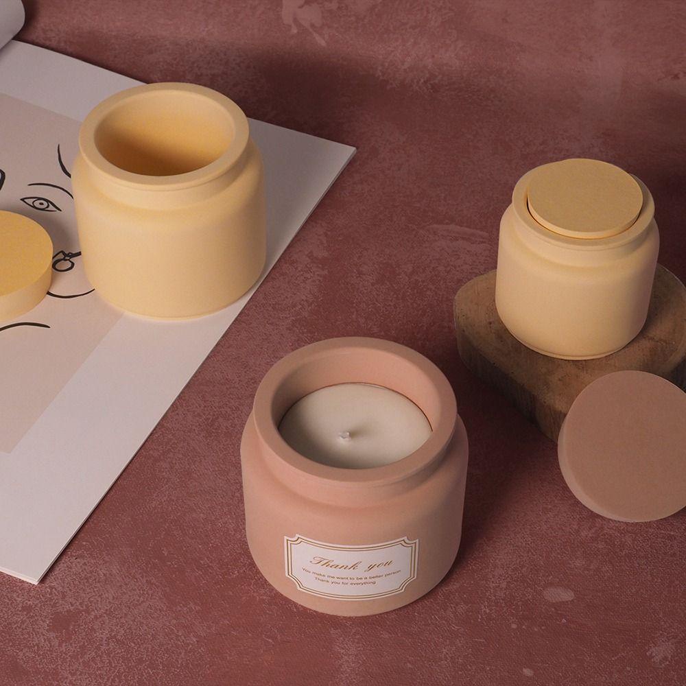 Muvako Khuôn Silicone Làm Hộp Nến Hình Tròn Có Nắp Tiện Dụng DIY