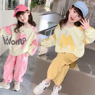 Set áo thun tay dài + quần dài thời trang cho bé gái
