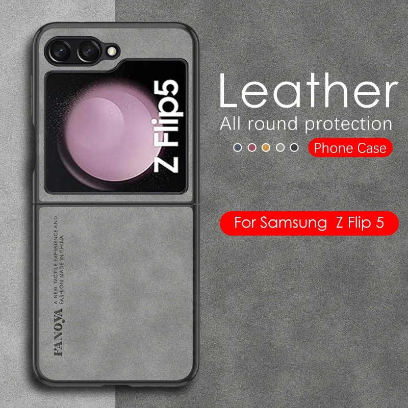 Luxury Case For Samsung Galaxy Z Flip5 5G flip 5 Shockproof PU Leather Phone Cover Bumper