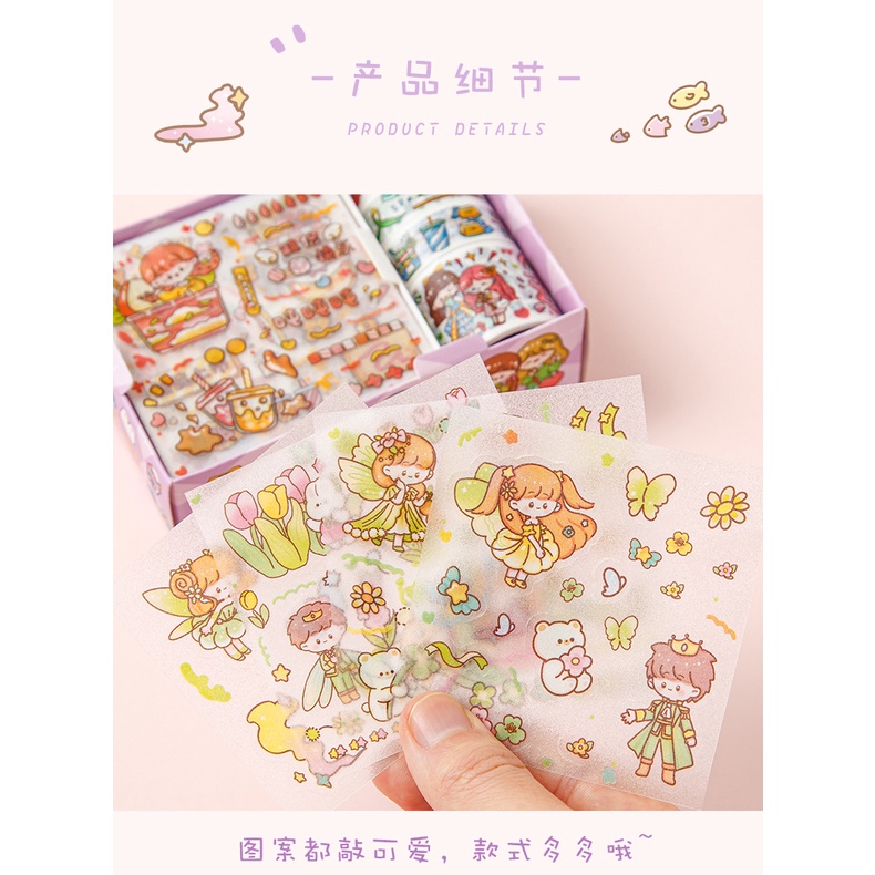 Bộ Sticker Dán Trang Trí Họa Tiết Hoạt Hình Dễ Thương Cho Bé Gái DIY