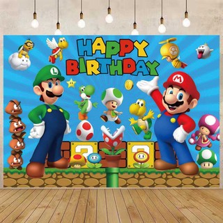 Super Mario Birthday backdrop banner party decoration photo photography background cloth