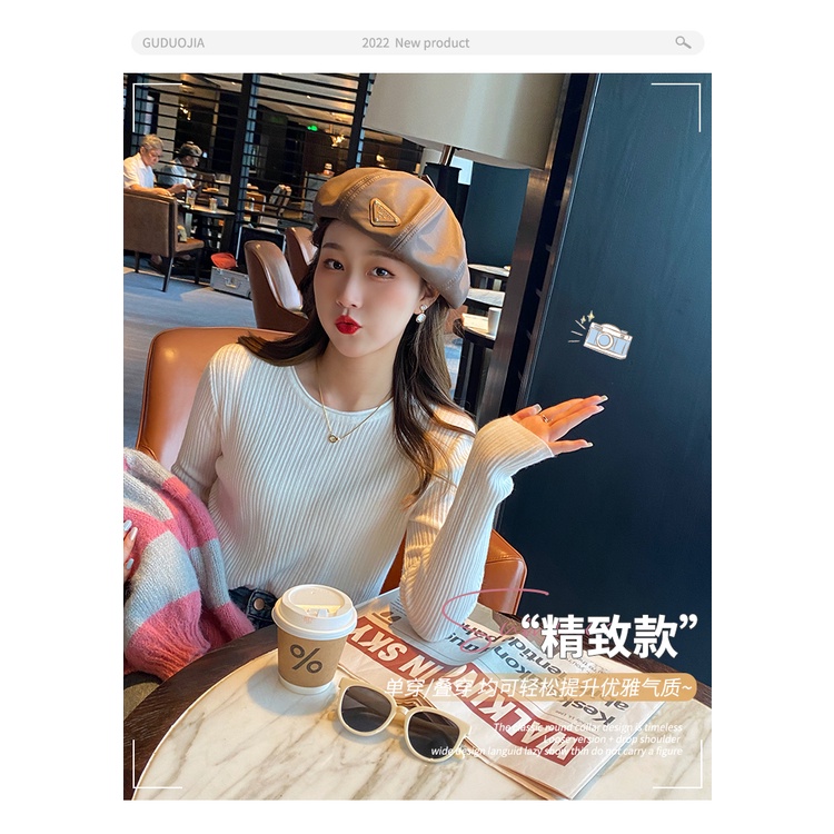 White bottoming shirt Women's Spring and Autumn inner round neck knitwear loose top new autumn and winter cashmere sweater MC pack WDQX