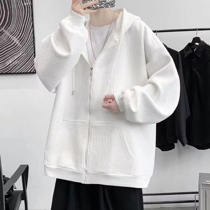Áo hoodie Khoác trắng Cardigan Có Nón Dáng Rộng unisex Màu Trơn Phối Khóa Kéo áo hoodie zip nỉ Thời Trang Cặp Đôi áo hoodie bigsize form rộng