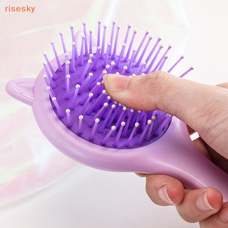 Lược Chải Tóc Mini Tích Hợp Gương Trang Điểm Thiết Kế Tai Mèo Hoạt Hình Dễ Thương