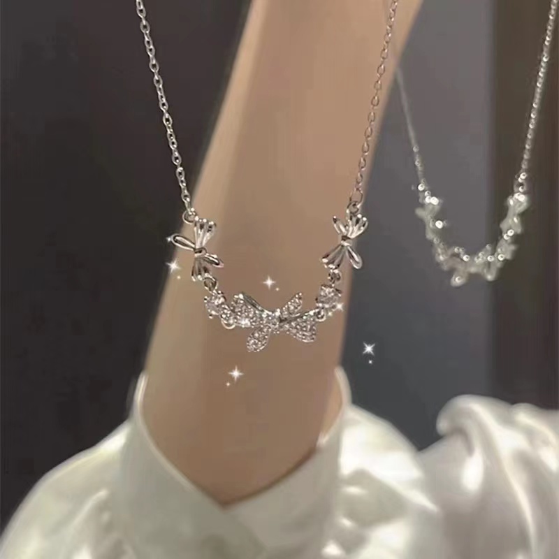 Dây Chuyền Mặt Hình Trái Tim / Bướm Đính Đá Pha Lê Y2k Thời Trang Cho Nữ