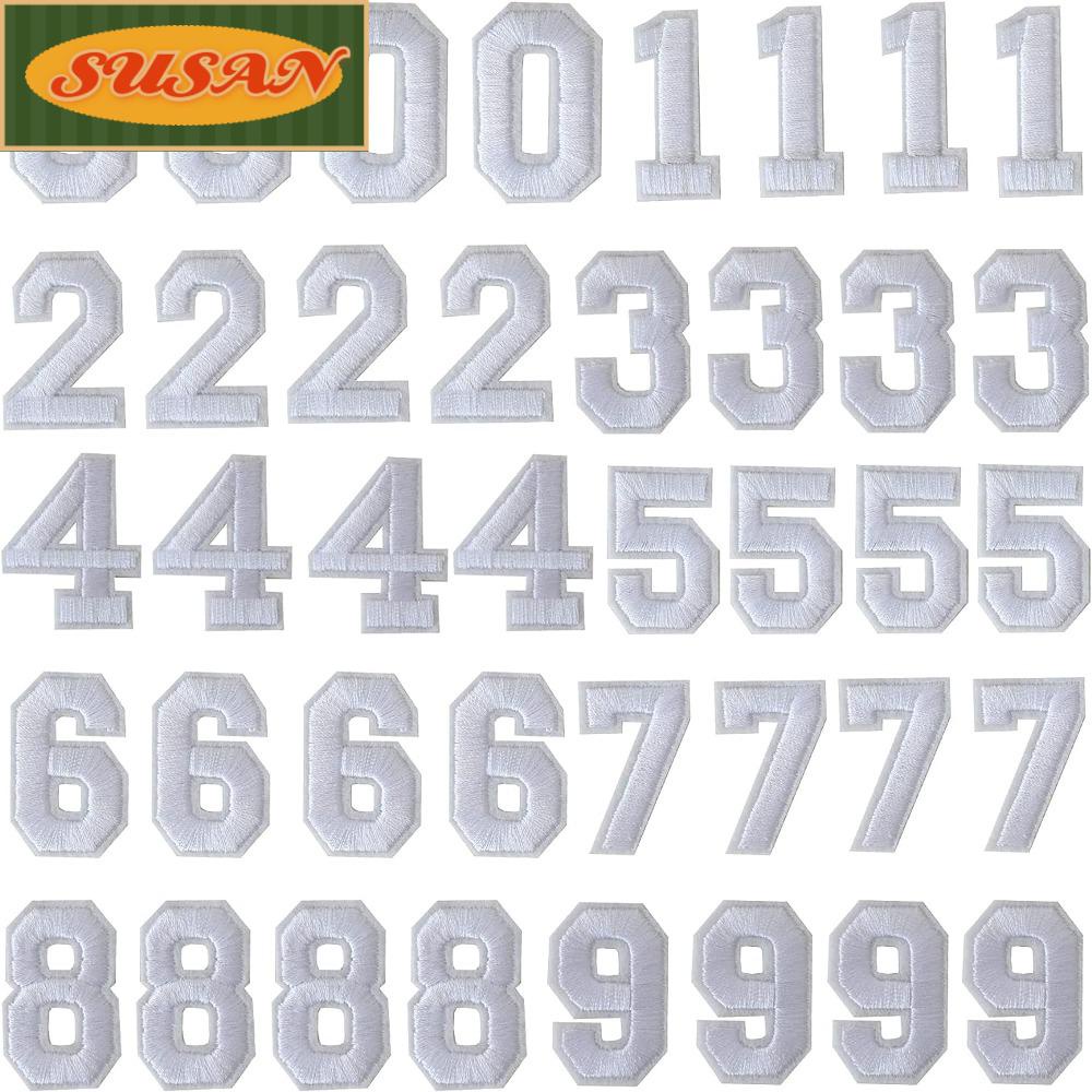 Set 40 Miếng Vá Ủi Quần Áo DIY Hình Chữ Cái Và Số Màu Trắng 1.9inch