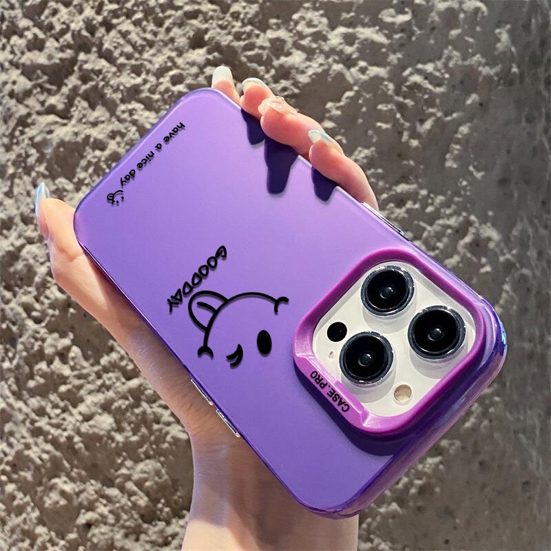 Ốp Điện Thoại Cứng Mặt Nhám Hình Mặt Cười Đơn Giản Cho iphone 11 12 13 14 Pro Max 14plus ip 11promax 12promax 13promax