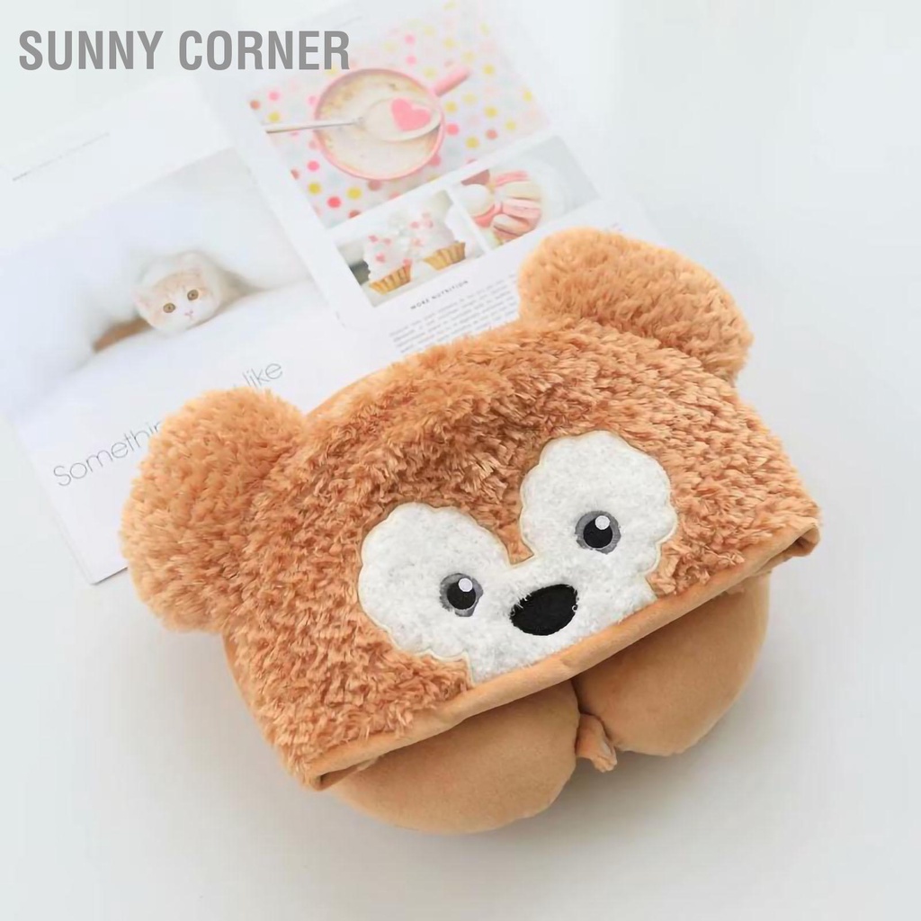 Sunny corner Có hàng sẵn Gối Hình Chữ U Có Mũ Trùm Đầu Hoạt Dễ Thương Du Lịch Bông PP Cổ Cho Ghế Ngồi Máy Bay