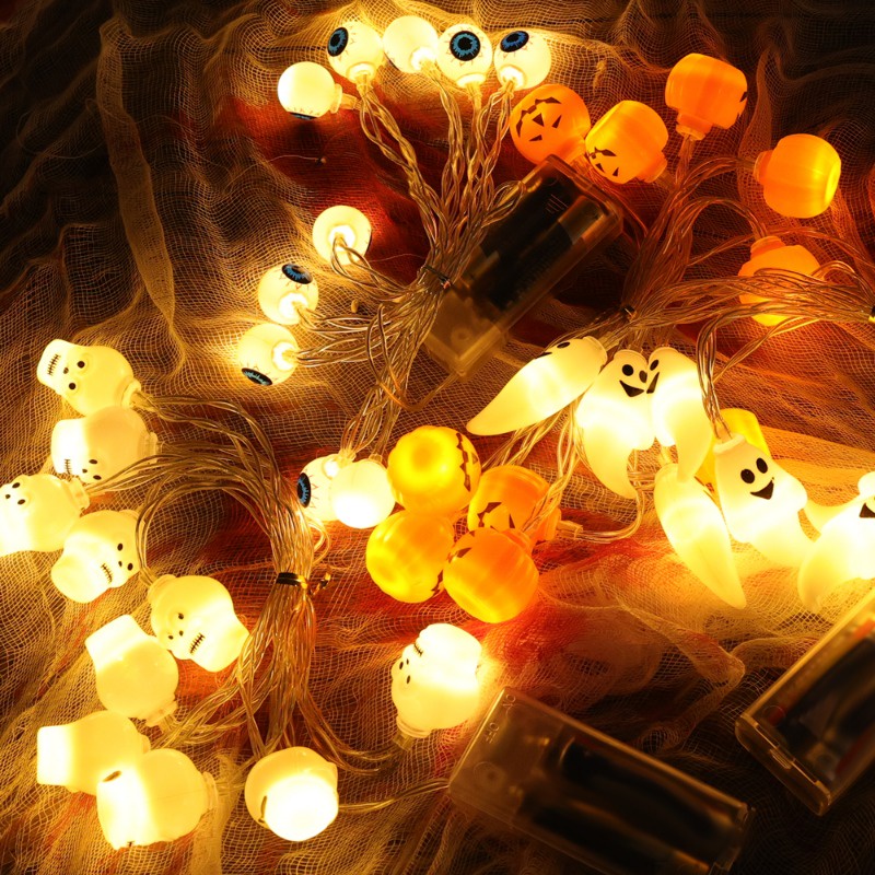 Dây Đèn Led 10 Bóng 1.5m Hình Đầu Lâu Trang Trí Halloween