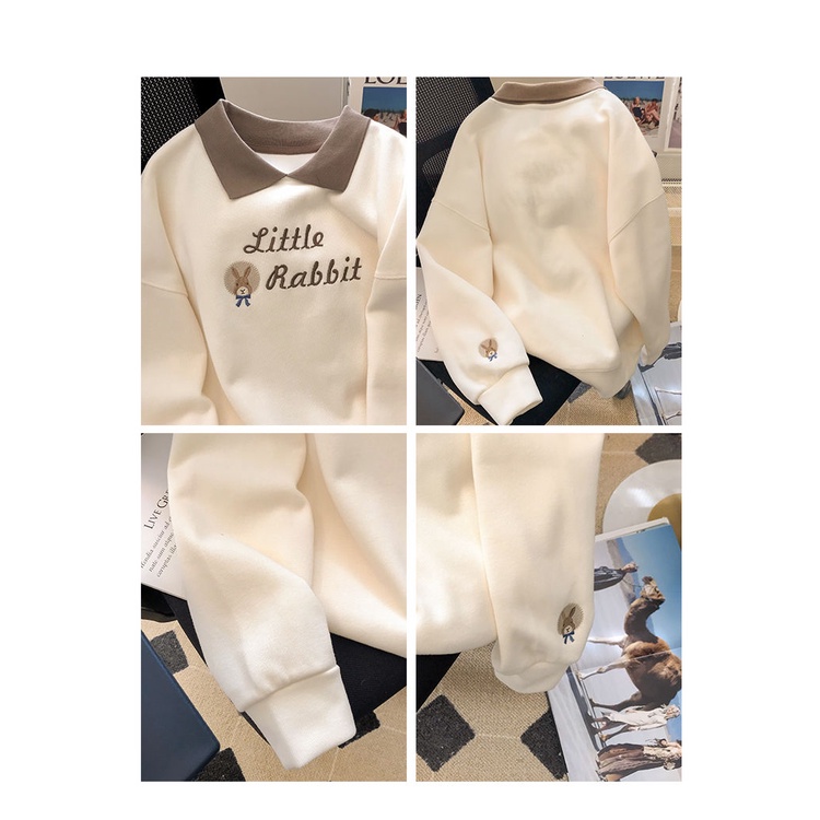 Áo Sweater Cổ POLO Dáng Rộng Màu Sắc Tương Phản Thời Trang Xuân Thu 2023 Cho Nữ