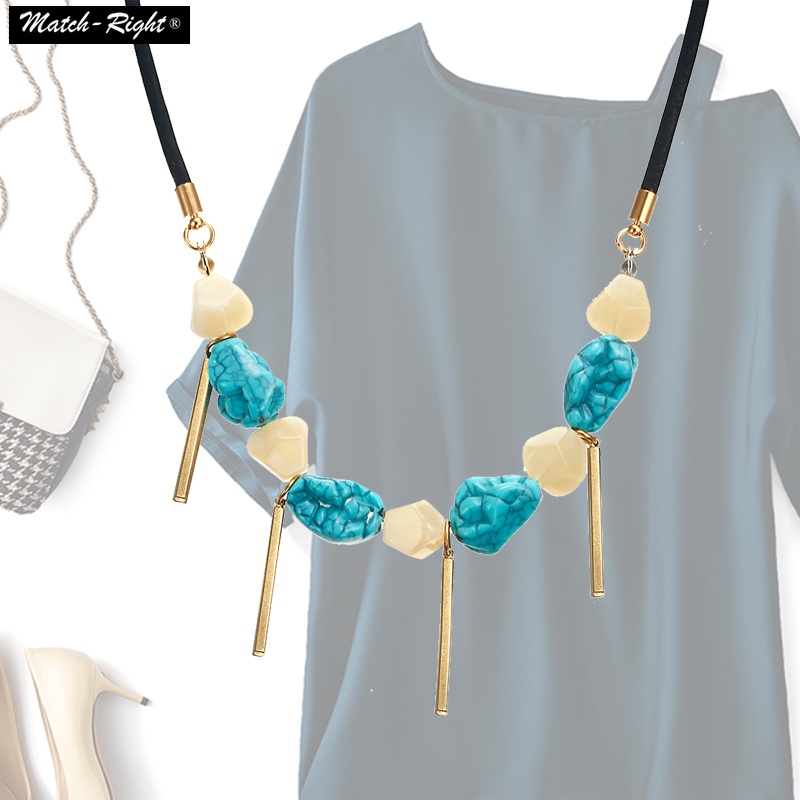 Dân tộc turquoise đính cườm vòng cổ boho tua thả mặt dây chuyền cổ áo dây chuyền hạt không đều acrylic vòng cổ hình học