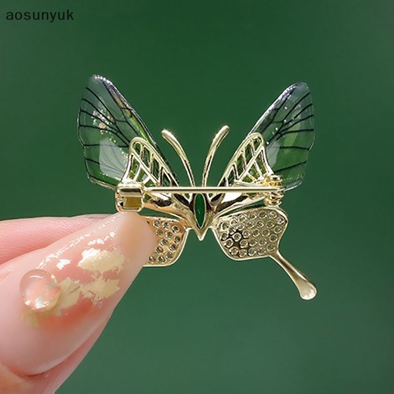 Aosunyuk fashion gradient crystal butterfly brooch alloy brooch for women trang sức phụ kiện quà tặng en