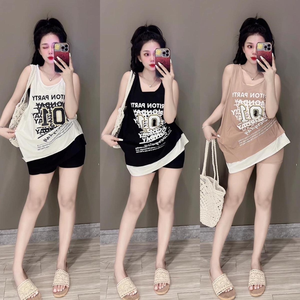 Set đùi ba lỗ áo thun số 01 kèm ống SD3L018S01KAO Lucie16 - Cái Tiệm Đồ Bộ
