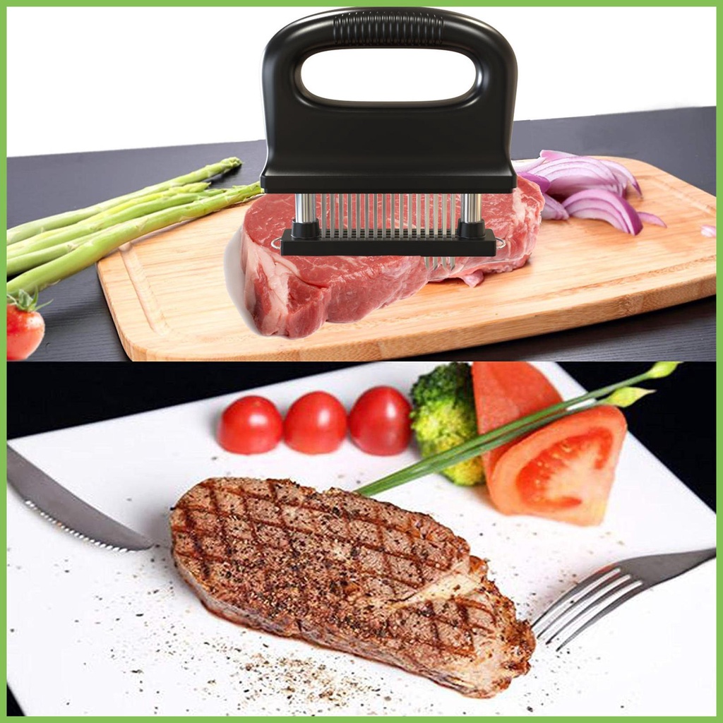 Máy làm mềm thịt 48 thép không gỉ lưỡi kim siêu sắc bén máy làm mềm bền để làm mềm thịt bò bít tết gelhvn