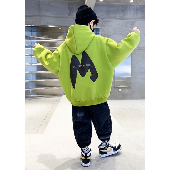 Áo hoodie nỉ bé trai SIZE ĐẠI màu xanh cốm AB666 sz 120-170, áo nỉ có mũ cho bé size đại