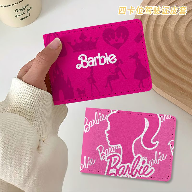 Barbie chủ thẻ màu hồng túi đựng thẻ hoạt hình thẻ xe buýt thẻ ngân hàng thẻ bảo vệ trường hợp học sinh túi
