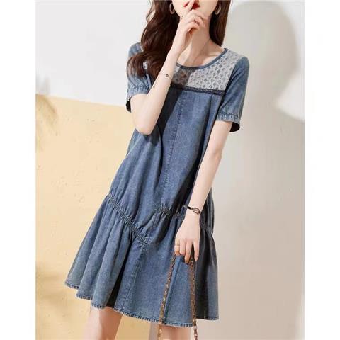 Đầm denim Phối Ren Thời Trang Mùa Hè Hàn Quốc 2023 Mới