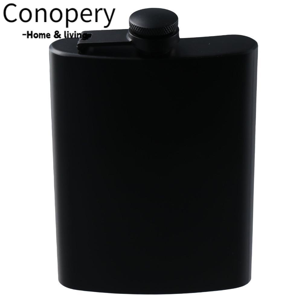 Set 2 bình mỏng Conopery màu đen nhám có phễu 8 oz & 12 oz đựng rượu bằng inox chống rò rỉ đi cắm trại