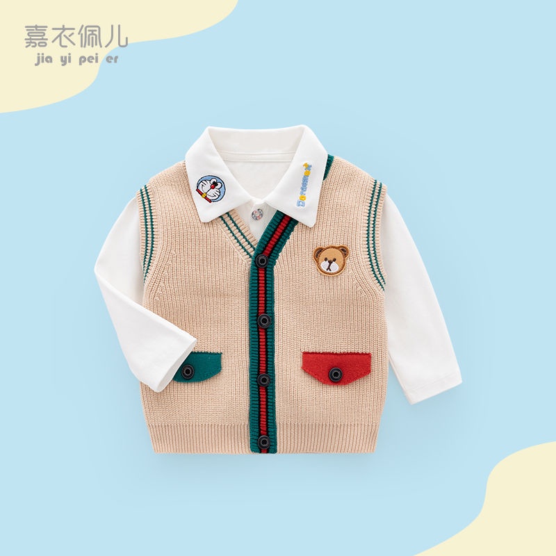 Áo Khoác Len Không Tay Thời Trang Xuân Thu Cho Bé Trai