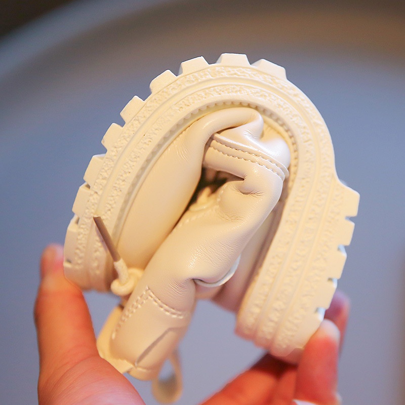 Trẻ em martin boots cô gái thời trang phong cách anh martin boots bé trai ống ngắn màu cam thời trang non-slip boots