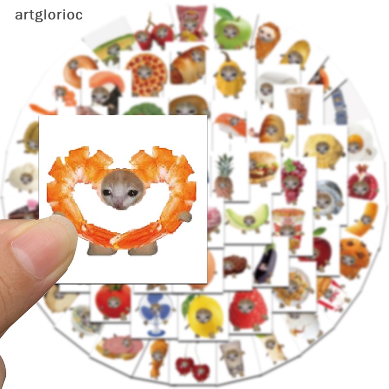 Art 69 cái vui meme mèo và thức ăn hình dán graffiti dễ thương cho hành lý đồ chơi máy tính xách tay ipad ván trượt điện thoại dán xe vn