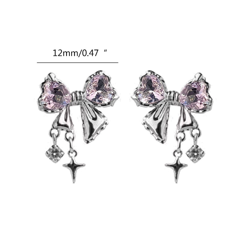 Đôi Bông Tai Hình Nơ Đính Đá zircon Thời Trang Mùa Thu