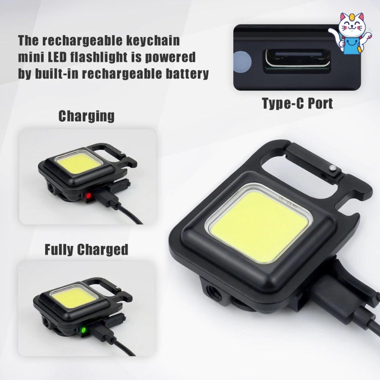 Đèn Led COB Khẩn Cấp Tự Vệ Siêu Sáng Đi Rừng Dã Ngoại Đa Năng Treo Móc Khóa, Nam Châm