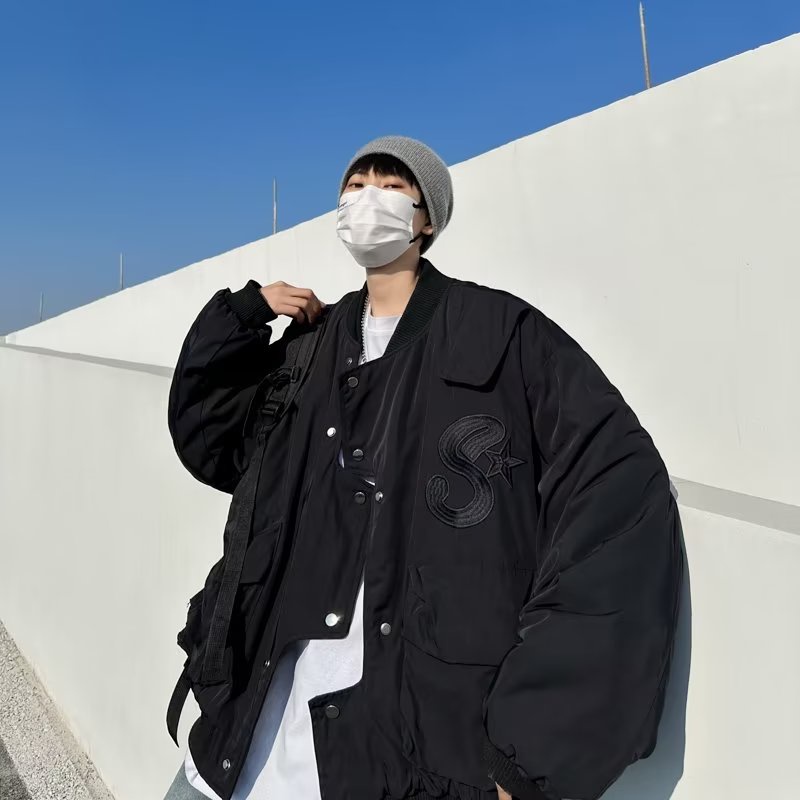 Áo khoác bóng chày VUNC dài tay dáng rộng phong cách hip hop đường phố Mỹ thời trang dành cho nam