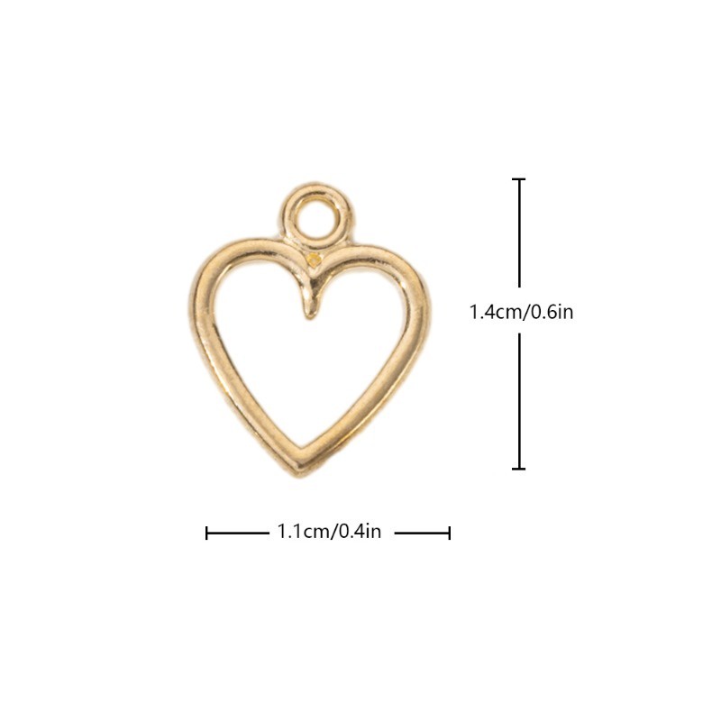 50 chiếc / gói 14 * 11mm mặt dây chuyền tự làm hợp kim kim loại vòng cổ đơn giản vòng tay vòng chân bông tai đánh dấu hình học hình trái tim thời trang bùa rỗng đồ trang sức màu vàng / bạc