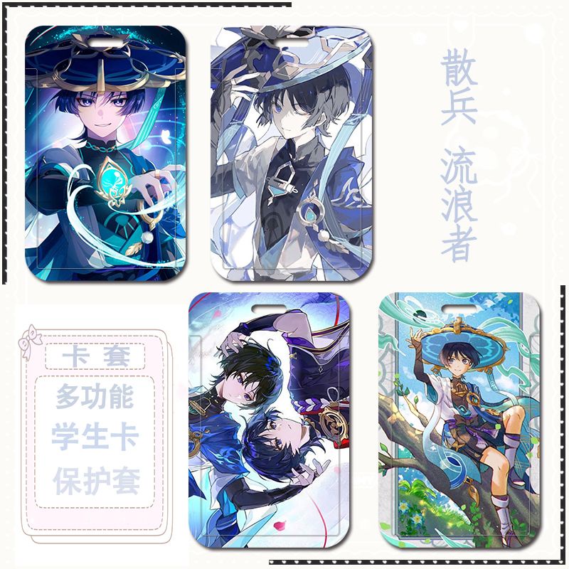 Phim hoạt hình anime genshin impact scaramouche kunikuzushi thẻ tàu điện ngầm thẻ bảo vệ thẻ xe buýt thẻ kiểm soát ra vào thẻ ăn uống có dây treo