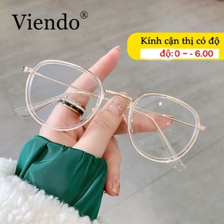 Mắt kính VIENDO gọng tròn kim loại đổi màu chống ánh sáng xanh chống tia UV thời trang Hàn Quốc cho nam nữ