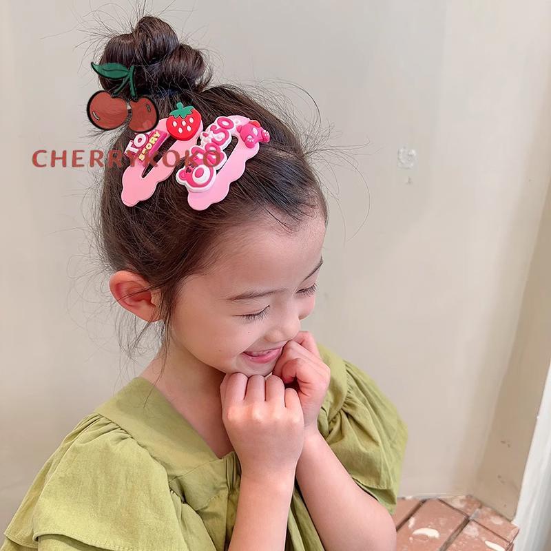 🍒🍒CHERRYKOKO Set 5 Kẹp Tóc Hình Gấu / Ngôi Sao / Trái Dâu / Trái Tim Dễ Thương Cho Bé Gái