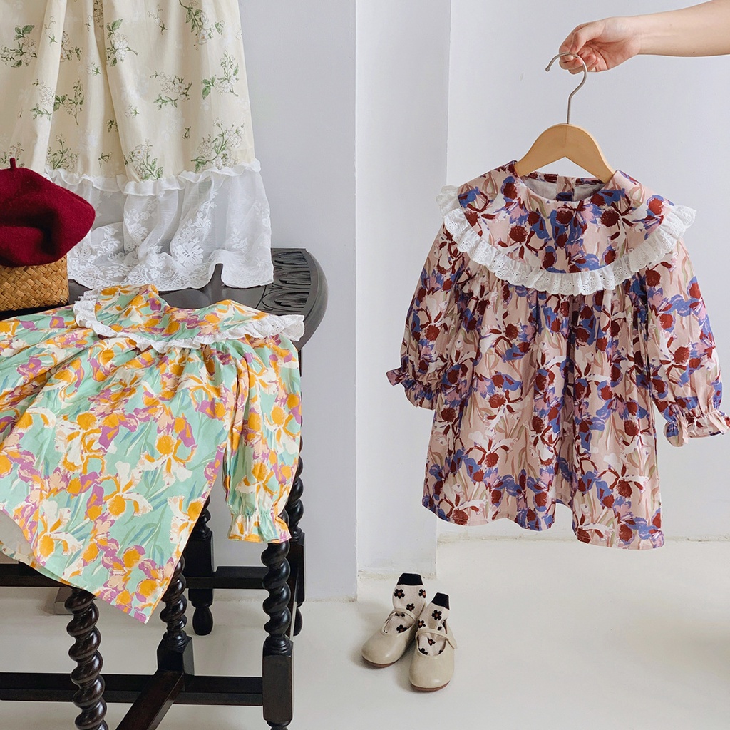 Trẻ em quần áo trẻ em váy trẻ em gái váy phong cách mùa thu phiên bản hàn quốc trung nhỏ trẻ em gái quần áo váy công chúa váy cotton dài tay váy trẻ em