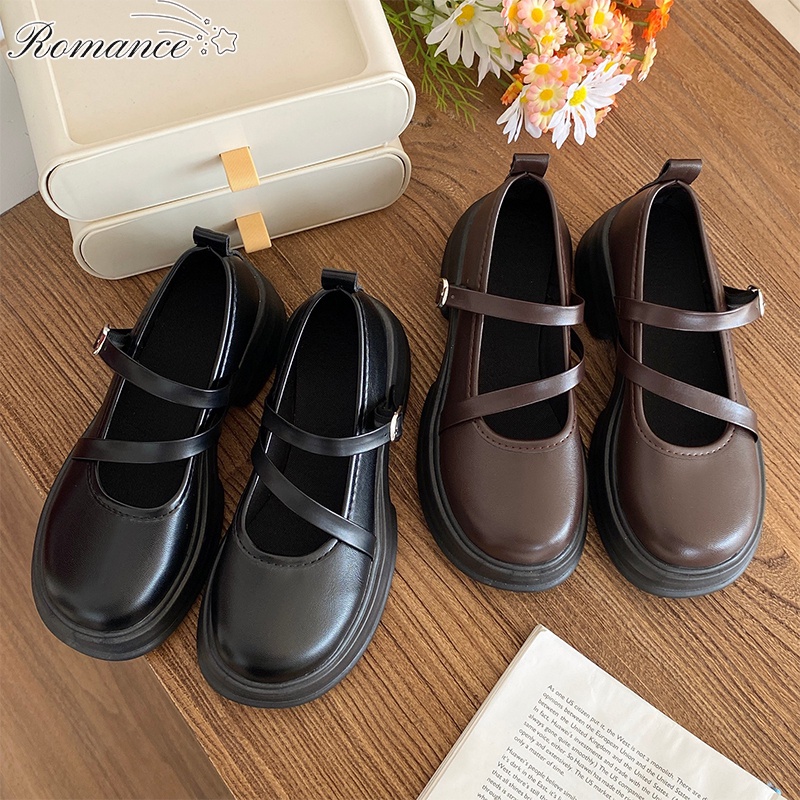 GUDETU❤Giày Da Đế Dày Phong Cách Anh Quốc Thời Trang Cho Nữ