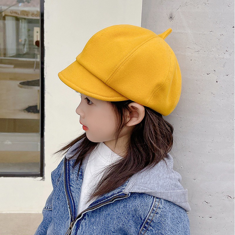 Mũ len trẻ em mũ beret thời trang mũ họa sĩ mũ bát giác thời trang và linh hoạt