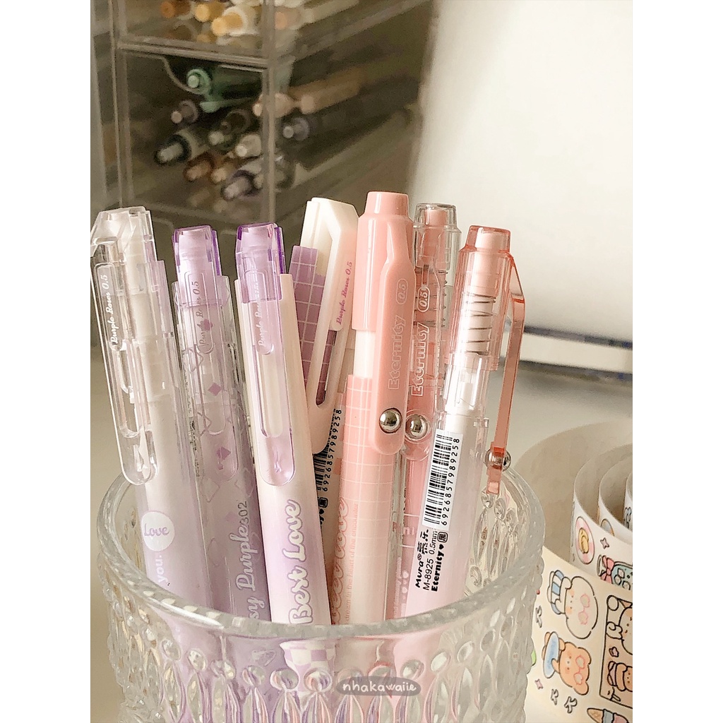 Bút bi gel mực đen Mura cute ngòi kim 0.5mm Nhà Kawaii