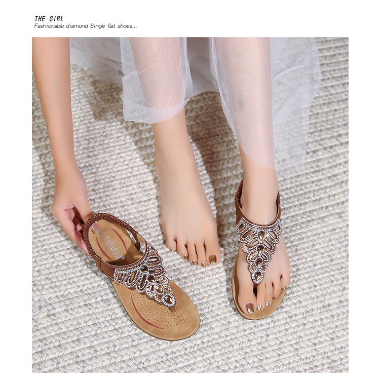 Giày Sandal Hở Ngón Đế Dày Đính Đá Thời Trang Mùa Hè Mới Cho Nữ