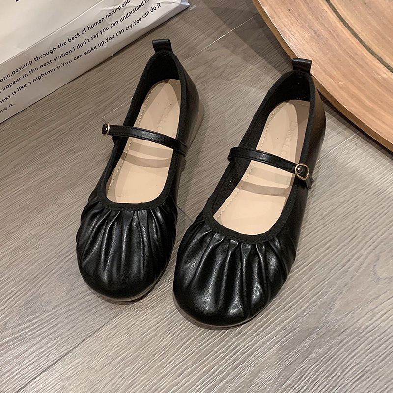 Giày bệt nữ da tròn ngón chân mary jane giày nữ