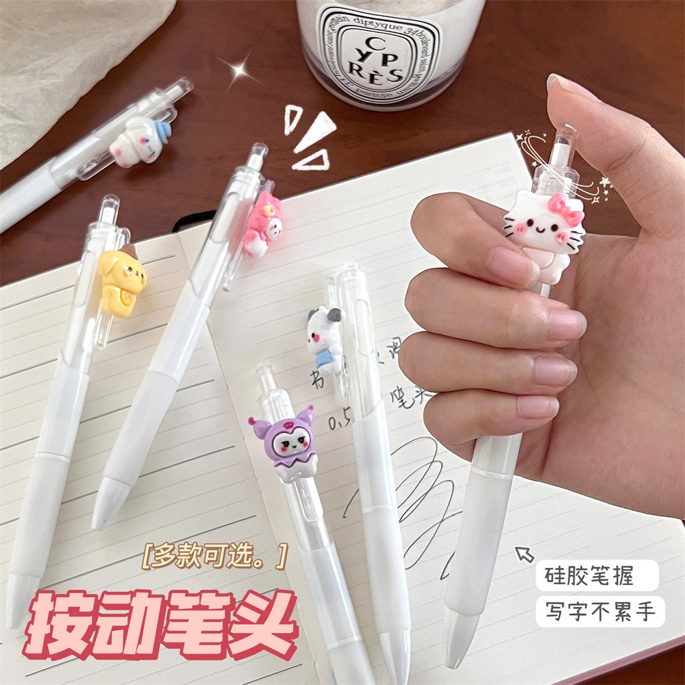 Bút Bi Bấm Ngòi 0.5mm Họa Tiết Hoạt Hình Dễ Thương